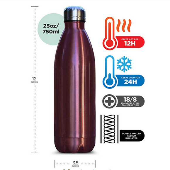 Rose Gold Pink Stainless Steel water bottle 25oz - Picture 3 of 7